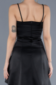 Robe de Cérémonie Courte Satin Noir ABK2225