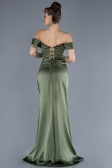 Robe de Soirée Longue Satin Kaki ABU4582