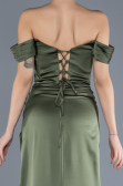 Robe de Soirée Longue Satin Kaki ABU4582