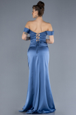 Robe de Soirée Longue Satin Indigo ABU4582