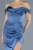 Robe de Soirée Longue Satin Indigo ABU4582