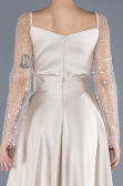 Robe de Soirée Longue Satin Beige ABU4583