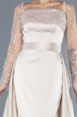 Robe de Soirée Longue Satin Beige ABU4583