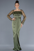 Robe de Soirée Longue Satin Kaki ABU4583