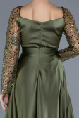 Robe de Soirée Longue Satin Kaki ABU4583