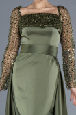 Robe de Soirée Longue Satin Kaki ABU4583