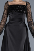 Robe de Soirée Longue Satin Noir ABU4583