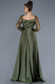 Robe de Soirée Longue Satin Kaki ABU4583