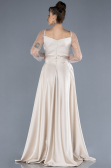 Robe de Soirée Longue Satin Beige ABU4583