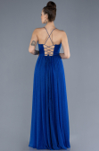 Robe de Soirée Longue Bleu Saxe ABU4596