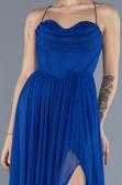 Robe de Soirée Longue Bleu Saxe ABU4596