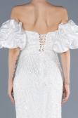 Robe de Soirée Longue Perlé Blanc ABU4616