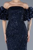 Robe de Soirée Longue Perlé Bleu Marine ABU4616