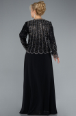 Robe De Soirée Grande Taille Longue Mousseline Noir ABU4629