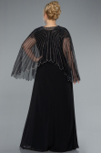 Robe De Soirée Grande Taille Longue Mousseline Noir ABU4632