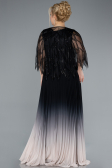 Robe De Soirée Grande Taille Longue Mousseline Noir ABU4633