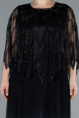 Robe De Soirée Grande Taille Longue Mousseline Noir ABU4633