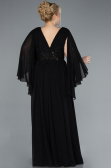 Robe de Soirée Grande Taille Longue Mousseline Noir ABU4638