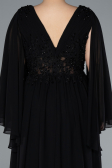 Robe de Soirée Grande Taille Longue Mousseline Noir ABU4638