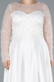 Robe De Mariée Grande Taille Longue Satin Blanc ABU4639