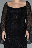 Robe De Fiançailles Grande Taille Longue Perlé Noir ABU4640