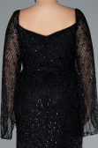 Robe De Fiançailles Grande Taille Longue Perlé Noir ABU4640