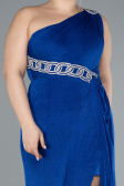 Robe De Soirée Grande Taille Longue Bleu Saxe ABU4601