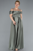 Robe de Soirée Grande Taille Longue Satin Kaki ABU3277