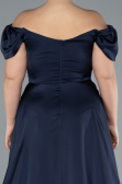 Robe de Soirée Grande Taille Longue Satin Bleu Marine ABU4576