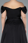 Robe de Soirée Grande Taille Longue Satin Noir ABU4576