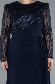 Robe de Soirée Grande Taille Longue Bleu Marine ABU4311
