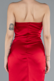 Robe de Soirée Longue Satin Rouge ABU4663