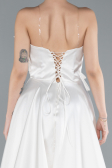 Robe de Soirée Longue Satin Blanc ABU4680