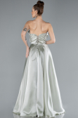 Robe de Soirée Longue Satin Menthe ABU4680