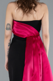 Robe de Soirée Longue Fuchsia-Black ABU4690