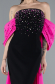 Robe de Soirée Longue Fuchsia-Black ABU4701