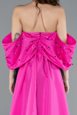 Robe de Soirée Longue Fuchsia-Black ABU4701