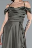 Robe de Soirée Longue Satin Kaki ABU4703