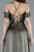 Robe de Soirée Longue Satin Kaki ABU4703