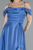 Robe de Soirée Longue Satin Indigo ABU4703