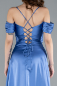 Robe de Soirée Longue Satin Indigo ABU4703