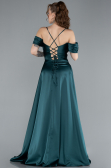 Robe de Soirée Longue Satin Émeraude ABU4703