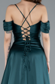 Robe de Soirée Longue Satin Émeraude ABU4703