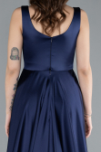 Robe de Soirée Longue Satin Bleu Marine ABU4715