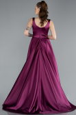 Robe de Soirée Longue Satin Couleur Cerise ABU4715