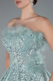 Robe De Soirée De Créateur Longue Menthe ABU4738