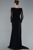 Robe de Soirée Longue Mousseline Noir ABU4732