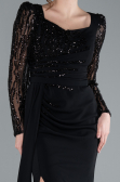 Robe de Soirée Longue Mousseline Noir ABU4732