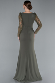Robe de Soirée Longue Mousseline Kaki ABU4732