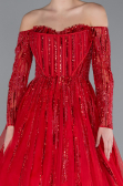 Robe De Soirée De Créateur Longue Rouge ABU4719